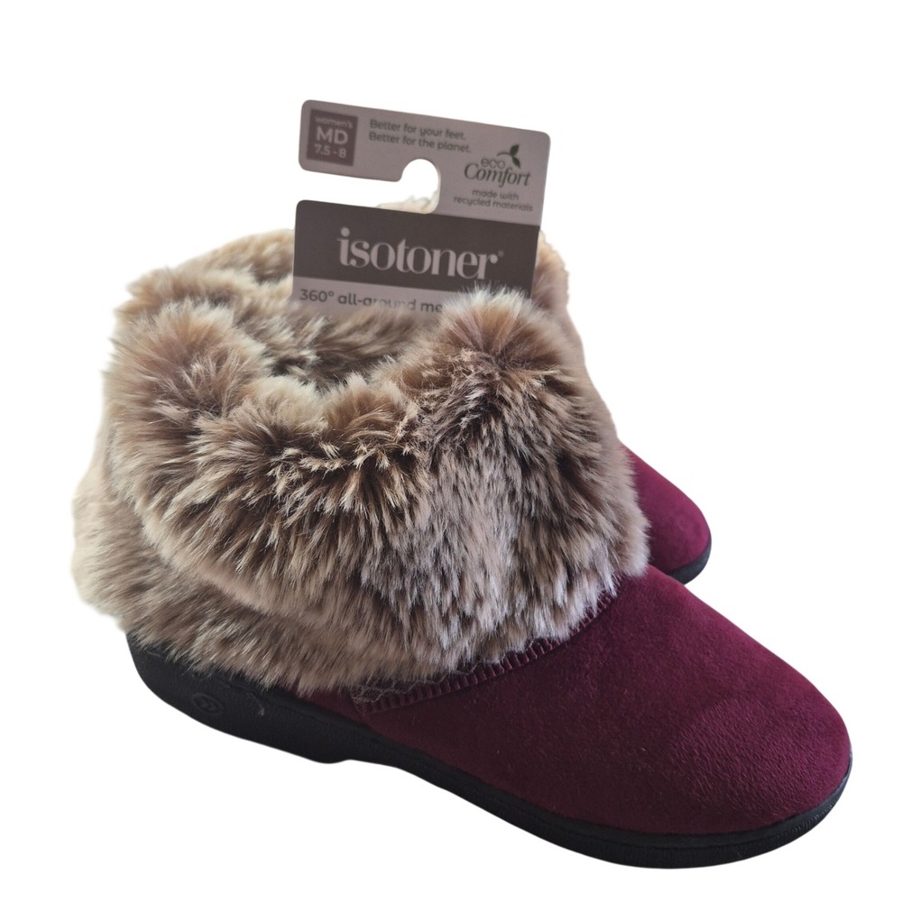 Isotoner 360 Surround Comfort 08229CH17/8 Womens MD 7.5-8 Chili Pepper Cozy Fur
